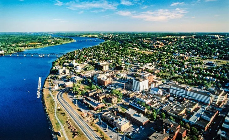 Downtown Fredericton New Brunswick Aerial View Aerial View of the downtown area of Fredericton, New Brunswick